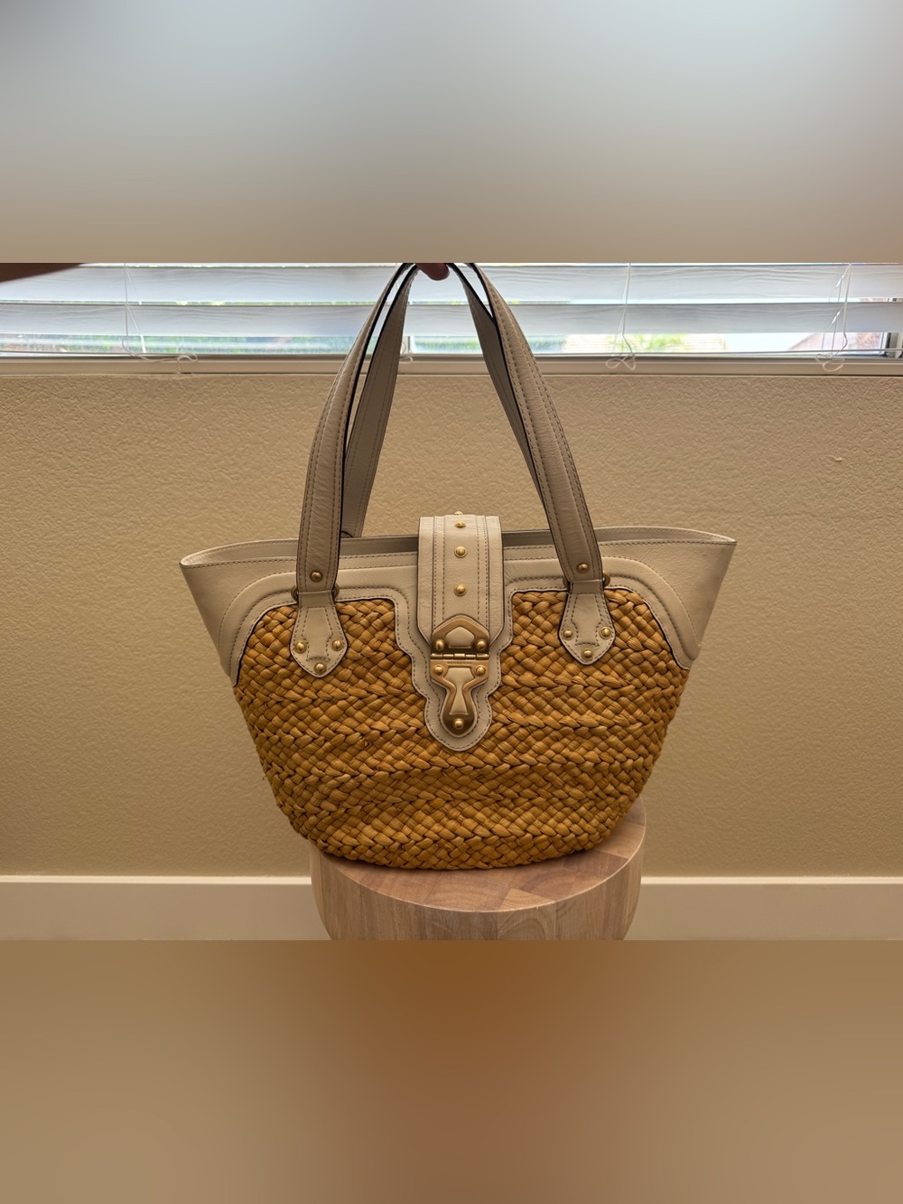 Michael Michael Kors Wicker Tote -Cream